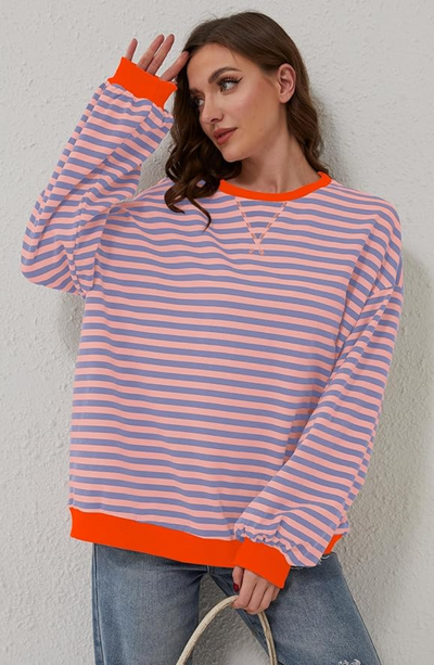 Celia | Gestreifter Oversized-Pullover.