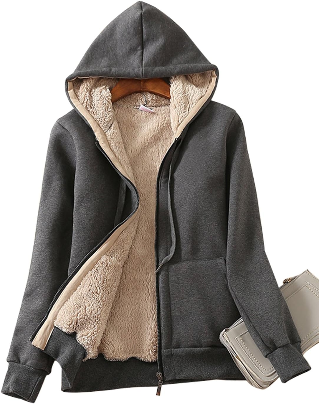 Clara Hoodie mit Sherpa-Futter und durchgehendem Reißverschluss