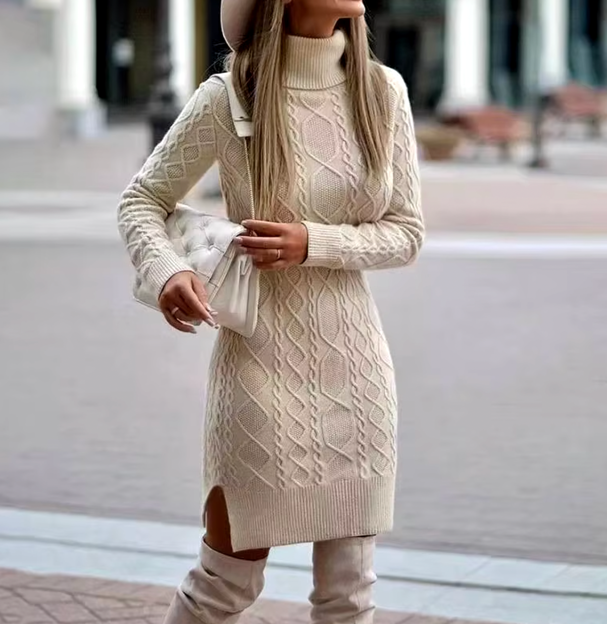 Marissa - Langes Strick-Turtleneck-Kleid